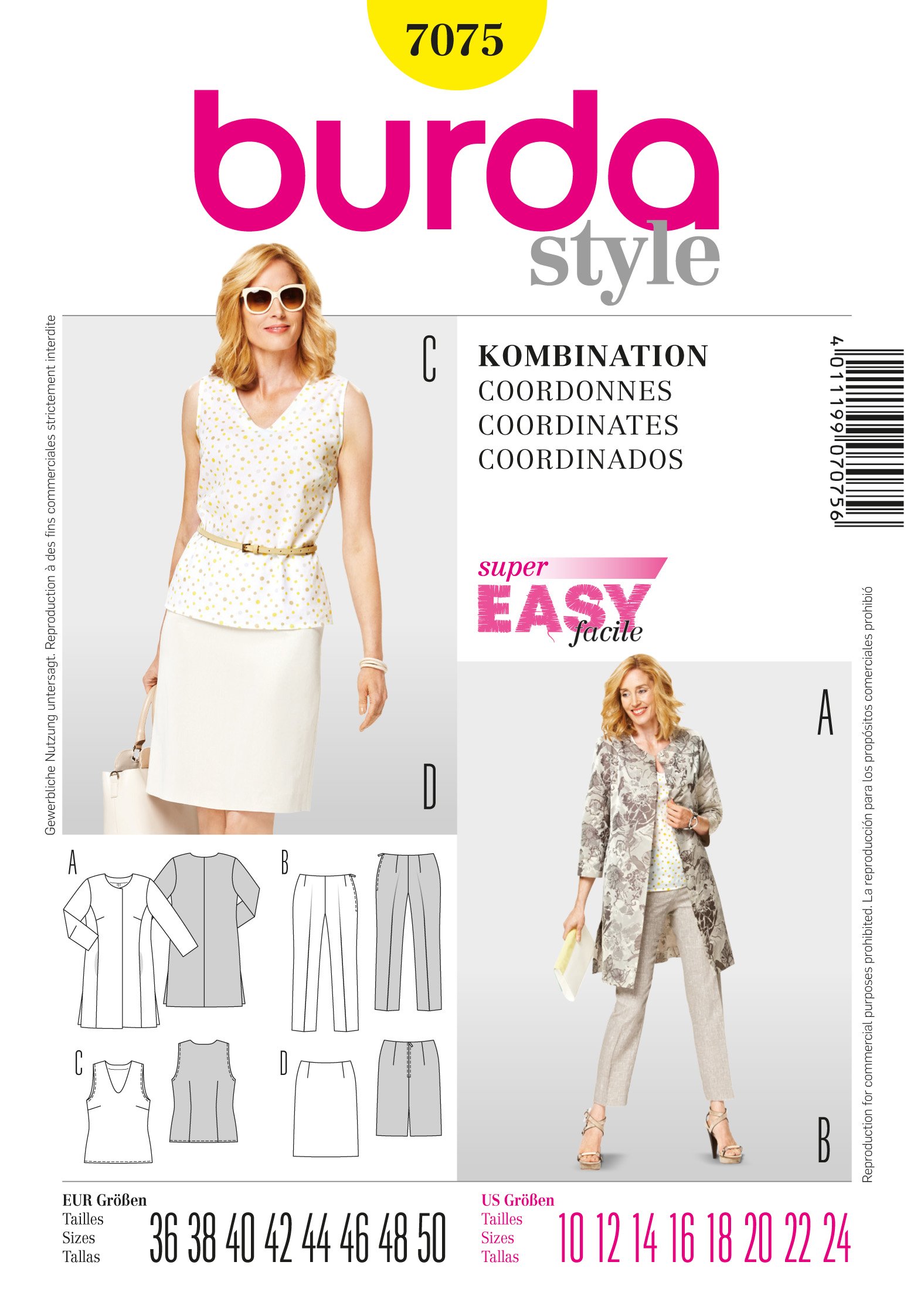 Patron Burda 7075 Ensemble dames